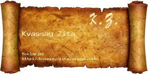 Kvassay Zita névjegykártya